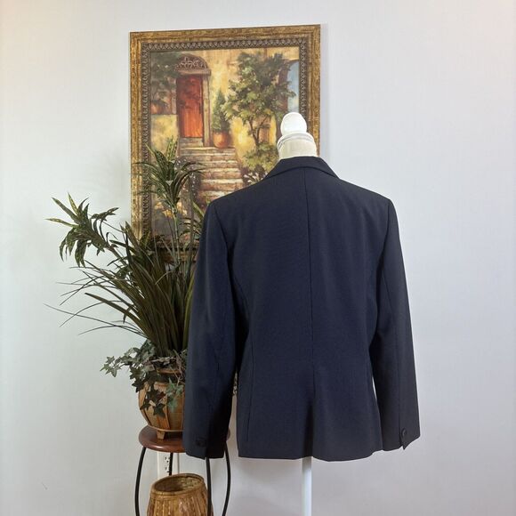 Signature Larry Levine Suit Blazer Women's Size 14 Black Pinstripe Notch Lapel - Picture 4 of 11